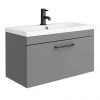 Arezzo Wall Hung Vanity Unit - Matt Grey - 800mm with Matt Black Handle -Wall Hung Vanity Units Shop AZG8WHVBK n prod