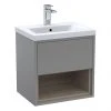 Arezzo Senza 500mm Matt Grey / Vicenza Oak Wall Hung Vanity Unit with Open Shelf + Ceramic Basin 2 Arezzo Senza 500mm Matt Grey / Vicenza Oak Wall Hung Vanity Unit with Open Shelf + Ceramic Basin -Wall Hung Vanity Units Shop AZGREVO5 P