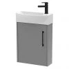 Arezzo Matt Grey 450mm 1TH Wall Hung Cloakroom Vanity Unit with Matt Black Handle 1 Arezzo Matt Grey 450mm 1TH Wall Hung Cloakroom Vanity Unit with Matt Black Handle -Wall Hung Vanity Units Shop AZGRY4WHMB LHM