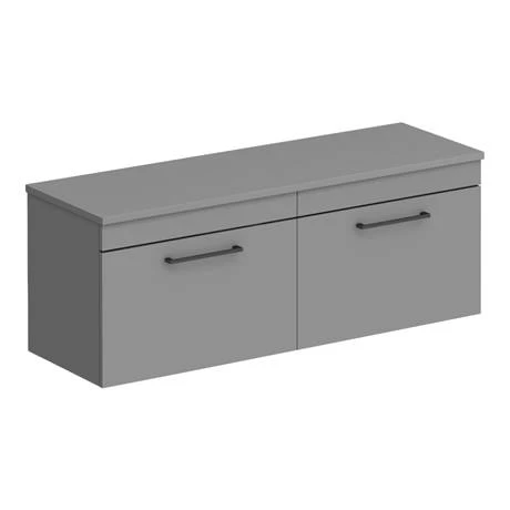 Arezzo Matt Grey Wall Hung Double Countertop Vanity Unit incl. 2 Basins (1200mm w. Matt Black Handles) 8 Arezzo Matt Grey Wall Hung Double Countertop Vanity Unit incl. 2 Basins (1200mm w. Matt Black Handles) - Image 6