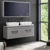Arezzo Matt Grey Wall Hung Double Countertop Vanity Unit incl. 2 Basins (1200mm w. Matt Black Handles) 1 Arezzo Matt Grey Wall Hung Double Countertop Vanity Unit incl. 2 Basins (1200mm w. Matt Black Handles) -Wall Hung Vanity Units Shop AZGWHMB12B p