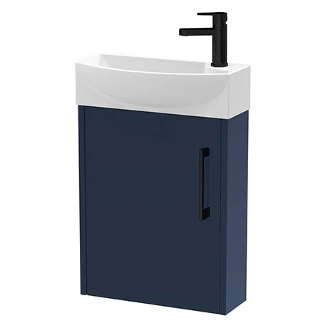 Arezzo Matt Blue 450mm 1TH Wall Hung Cloakroom Vanity Unit with Matt Black Handle 3 Arezzo Matt Blue 450mm 1TH Wall Hung Cloakroom Vanity Unit with Matt Black Handle