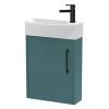 Arezzo Matt Teal Green 450mm 1TH Wall Hung Cloakroom Vanity Unit with Matt Black Handle