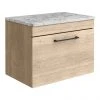 Arezzo Wall Hung Countertop Vanity Unit - Rustic Oak - 600mm w. Matt White Marble Worktop & Matt Black Handle -Wall Hung Vanity Units Shop AZO6WHCMBW p