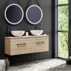Arezzo Rustic Oak Wall Hung Double Countertop Vanity Unit incl. 2 Basins (1200mm w. Matt Black Handles) 2 Arezzo Rustic Oak Wall Hung Double Countertop Vanity Unit incl. 2 Basins (1200mm w. Matt Black Handles) -Wall Hung Vanity Units Shop AZOWHMB12RB p