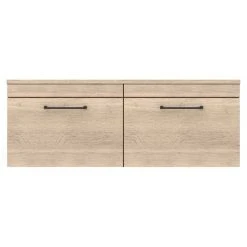Arezzo Rustic Oak Wall Hung Double Countertop Vanity Unit (1200mm w. Matt Black Handles) 9 Arezzo Rustic Oak Wall Hung Double Countertop Vanity Unit (1200mm w. Matt Black Handles) -Wall Hung Vanity Units Shop AZOWHMB12 d3 460