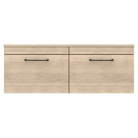 Arezzo Rustic Oak Wall Hung Double Countertop Vanity Unit (1200mm w. Matt Black Handles) 6 Arezzo Rustic Oak Wall Hung Double Countertop Vanity Unit (1200mm w. Matt Black Handles) - Image 4