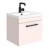 Arezzo Wall Hung Vanity Unit - Matt Pink - 500mm with Industrial Style Black Handle -Wall Hung Vanity Units Shop AZP5WHVBKIS n p