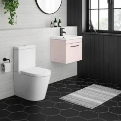 Arezzo Wall Hung Vanity Unit - Matt Pink - 500mm with Matt Black Handle -Wall Hung Vanity Units Shop AZP5WHVBK d3 460