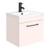 Arezzo Wall Hung Vanity Unit - Matt Pink - 500mm with Matt Black Handle 2 Arezzo Wall Hung Vanity Unit - Matt Pink - 500mm with Matt Black Handle -Wall Hung Vanity Units Shop AZP5WHVBK n p