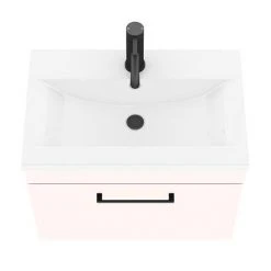 Arezzo Wall Hung Vanity Unit - Matt Pink - 600mm with Matt Black Handle 8 Arezzo Wall Hung Vanity Unit - Matt Pink - 600mm with Matt Black Handle -Wall Hung Vanity Units Shop AZP6WHVBK d2 460