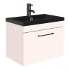 Arezzo Wall Hung Vanity Unit - Matt Pink - 600mm Black Basin
