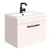 Arezzo Wall Hung Vanity Unit - Matt Pink - 600mm with Industrial Style Black Handle -Wall Hung Vanity Units Shop AZP6WHVBKIS n p