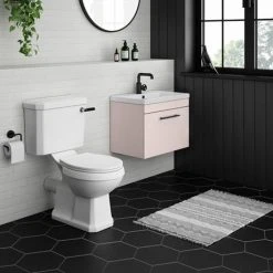 Arezzo Wall Hung Vanity Unit - Matt Pink - 600mm with Industrial Style Black Handle 11 Arezzo Wall Hung Vanity Unit - Matt Pink - 600mm with Industrial Style Black Handle -Wall Hung Vanity Units Shop AZP6WHVBKIS d4 460