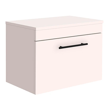 Arezzo Wall Hung Countertop Vanity Unit - Matt Pink - 600mm with Industrial Style Black Handle 3 Arezzo Wall Hung Countertop Vanity Unit - Matt Pink - 600mm with Industrial Style Black Handle