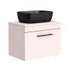 Arezzo Wall Hung Countertop Basin Unit - Pink with Industrial Style Black Handle - 600mm inc. Black Basin -Wall Hung Vanity Units Shop AZP6WHWBKISB465 n p