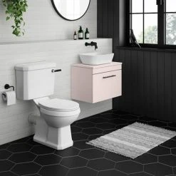 Arezzo Wall Hung Countertop Basin Unit - Pink with Industrial Style Black Handle - 600mm inc. White Basin -Wall Hung Vanity Units Shop AZP6WHWBKISW465 d4 460