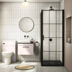 Arezzo Wall Hung Countertop Vanity Unit - Matt Pink - 600mm with Black Worktop & Matt Black Handle 12 Arezzo Wall Hung Countertop Vanity Unit - Matt Pink - 600mm with Black Worktop & Matt Black Handle -Wall Hung Vanity Units Shop AZP6WHWMBB d4 460