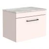 Arezzo Wall Hung Countertop Vanity Unit - Matt Pink - 600mm with Grey Worktop & Matt Black Handle 1 Arezzo Wall Hung Countertop Vanity Unit - Matt Pink - 600mm with Grey Worktop & Matt Black Handle -Wall Hung Vanity Units Shop AZP6WHWMBG p