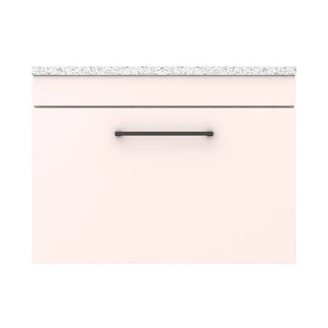 Arezzo Wall Hung Countertop Vanity Unit - Matt Pink - 600mm with White Worktop & Matt Black Handle 7 Arezzo Wall Hung Countertop Vanity Unit - Matt Pink - 600mm with White Worktop & Matt Black Handle - Image 5