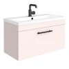 Arezzo Wall Hung Vanity Unit - Matt Pink - 800mm with Industrial Style Black Handle -Wall Hung Vanity Units Shop AZP8WHVBKIS prod
