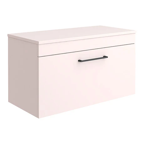 Arezzo Wall Hung Countertop Vanity Unit - Matt Pink - 800mm with Matt Black Handle 3 Arezzo Wall Hung Countertop Vanity Unit - Matt Pink - 800mm with Matt Black Handle