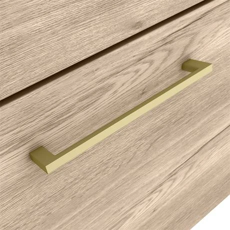 Arezzo Wall Hung Vanity Unit - Rustic Oak - 500mm with Brushed Brass Handle 6 Arezzo Wall Hung Vanity Unit - Rustic Oak - 500mm with Brushed Brass Handle - Image 4