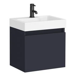 Arezzo Slim Wall Hung Vanity Unit - Matt Blue - 500 x 300mm