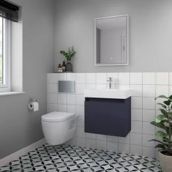 Arezzo Slim Wall Hung Vanity Unit - Matt Blue - 500 x 300mm -Wall Hung Vanity Units Shop AZS5BLU d2 460