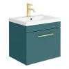Arezzo Wall Hung Vanity Unit - Matt Green - 500mm 1-Drawer with Brushed Brass Handle 2 Arezzo Wall Hung Vanity Unit - Matt Green - 500mm 1-Drawer with Brushed Brass Handle -Wall Hung Vanity Units Shop AZTG5WHVBB p