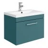 Arezzo Wall Hung Vanity Unit - Matt Green - 600mm 1-Drawer with Chrome Handle -Wall Hung Vanity Units Shop AZTG6WHVCH p
