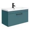 Arezzo Wall Hung Vanity Unit - Matt Green - 800mm with Matt Black Handle -Wall Hung Vanity Units Shop AZTG8WHVBK p