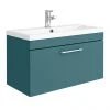 Arezzo Wall Hung Vanity Unit - Matt Green - 800mm with Chrome Handle -Wall Hung Vanity Units Shop AZTG8WHVCH p