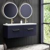 Arezzo Matt Blue Wall Hung Double Basin Vanity Unit (1205mm w. Brushed Brass Handles) 2 Arezzo Matt Blue Wall Hung Double Basin Vanity Unit (1205mm w. Brushed Brass Handles) -Wall Hung Vanity Units Shop AZWH12BBR1D p