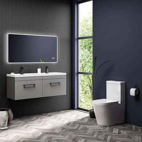 Arezzo Matt Grey Wall Hung Double Basin Vanity Unit (1205mm w. Matt Black Handles) 7 Arezzo Matt Grey Wall Hung Double Basin Vanity Unit (1205mm w. Matt Black Handles) - Image 5