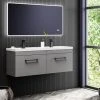 Arezzo Matt Grey Wall Hung Double Basin Vanity Unit (1205mm w. Matt Black Handles) 2 Arezzo Matt Grey Wall Hung Double Basin Vanity Unit (1205mm w. Matt Black Handles) -Wall Hung Vanity Units Shop AZWH12GMB1D p