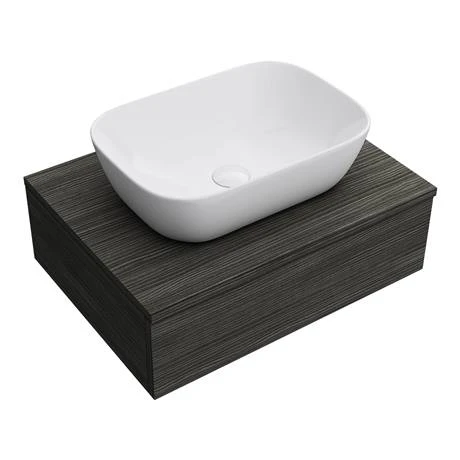 Brooklyn Floating Basin Shelf with Drawer - Black - 600mm incl. Curved Rectangular Basin 4 Brooklyn Floating Basin Shelf with Drawer - Black - 600mm incl. Curved Rectangular Basin - Image 2