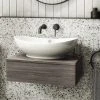 Brooklyn Floating Basin Shelf with Drawer - Grey Avola - 600mm inc. Oval Basin -Wall Hung Vanity Units Shop BCTGA6B2 p