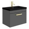 Brooklyn 600mm Gloss Grey Wall Hung 1-Drawer Vanity Unit with Matt Black Basin + Brass Handle 1 Brooklyn 600mm Gloss Grey Wall Hung 1-Drawer Vanity Unit with Matt Black Basin + Brass Handle -Wall Hung Vanity Units Shop BGGWH6 BB p