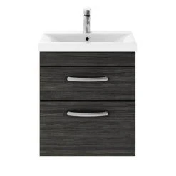 Brooklyn 500mm Black 2 Drawer Wall Hung Vanity Unit 7 Brooklyn 500mm Black 2 Drawer Wall Hung Vanity Unit -Wall Hung Vanity Units Shop BWH5B2D d1 460