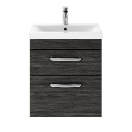 Brooklyn 500mm Black 2 Drawer Wall Hung Vanity Unit 4 Brooklyn 500mm Black 2 Drawer Wall Hung Vanity Unit - Image 2
