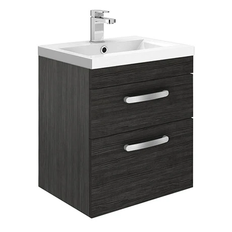 Brooklyn 500mm Black 2 Drawer Wall Hung Vanity Unit 3 Brooklyn 500mm Black 2 Drawer Wall Hung Vanity Unit
