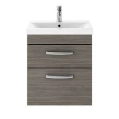 Brooklyn 500mm Grey Avola 2 Drawer Wall Hung Vanity Unit 7 Brooklyn 500mm Grey Avola 2 Drawer Wall Hung Vanity Unit -Wall Hung Vanity Units Shop BWH5G2D d1 460