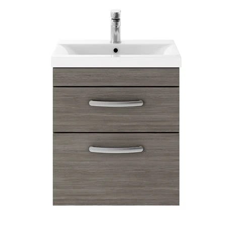 Brooklyn 500mm Grey Avola 2 Drawer Wall Hung Vanity Unit 4 Brooklyn 500mm Grey Avola 2 Drawer Wall Hung Vanity Unit - Image 2
