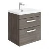 Brooklyn 500mm Grey Avola 2 Drawer Wall Hung Vanity Unit -Wall Hung Vanity Units Shop BWH5G2D np