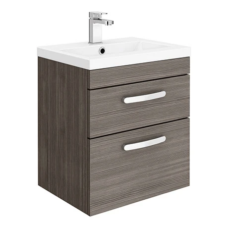 Brooklyn 500mm Grey Avola 2 Drawer Wall Hung Vanity Unit 3 Brooklyn 500mm Grey Avola 2 Drawer Wall Hung Vanity Unit