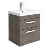 Brooklyn 500 Grey Avola Wall Hung 2 Drawer Vanity Unit with Thin-Edge Basin -Wall Hung Vanity Units Shop BWH5GA2DTE p