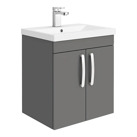 Brooklyn 500mm Gloss Grey 2 Door Wall Hung Vanity Unit 3 Brooklyn 500mm Gloss Grey 2 Door Wall Hung Vanity Unit