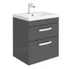 Brooklyn 500mm Gloss Grey 2 Drawer Wall Hung Vanity Unit 2 Brooklyn 500mm Gloss Grey 2 Drawer Wall Hung Vanity Unit -Wall Hung Vanity Units Shop BWH5GG2D prod