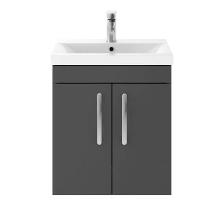 Brooklyn 500mm Gloss Grey 2 Door Wall Hung Vanity Unit 7 Brooklyn 500mm Gloss Grey 2 Door Wall Hung Vanity Unit - Image 5